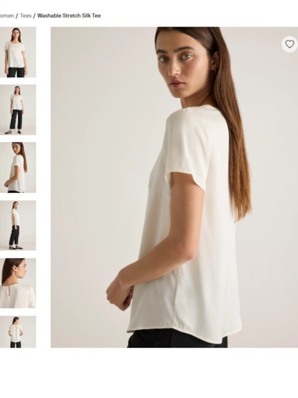 Quince Washable Silk Tee | Ivory | Medium